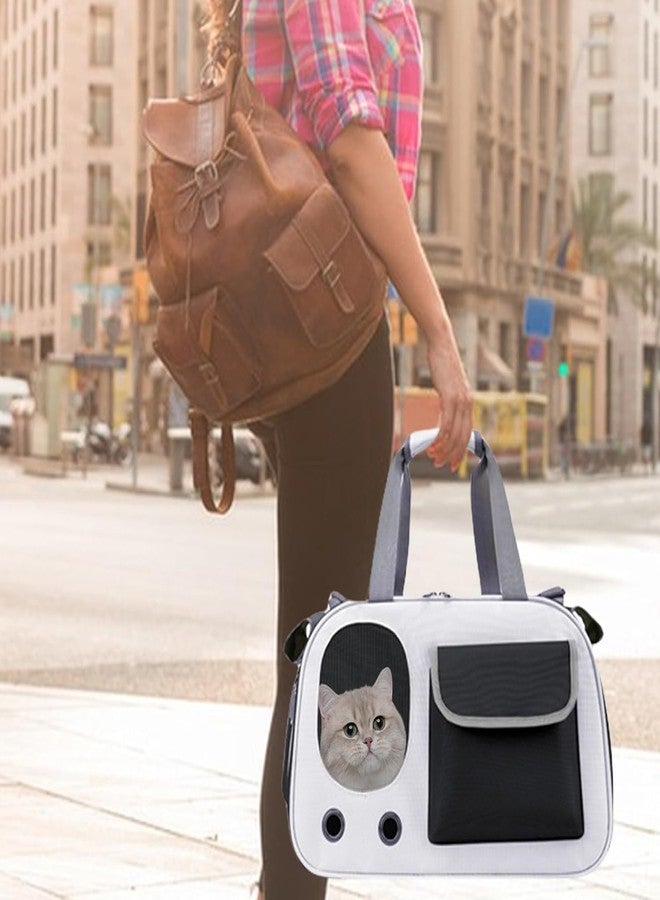 Glaceon Pet Travel Bag Cat Carrier Roller Shutter Design with Adjustable Strap, Soft Sided Dog Carrier, Collapsible Cat Travel Bag, Stable Stand, Ventilated Window, Small Medium Pet Carrier (White) - Image 5